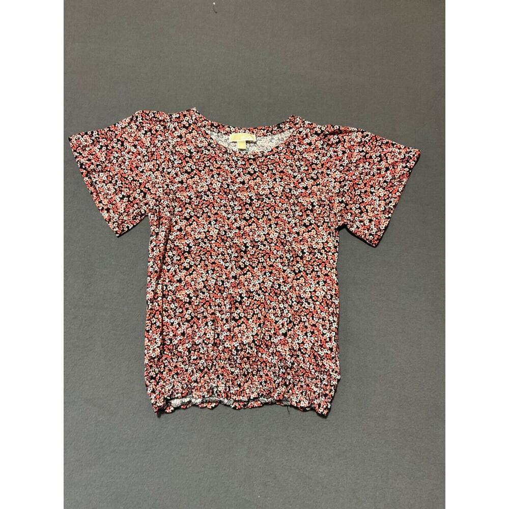 Michael Kors Floral Peasant Top Cotton Modal Blend M Short Sleeve Cruiseโ Wear